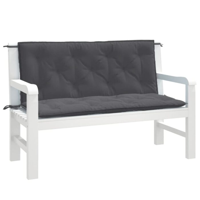 Coussins de banc de jardin lot de 2 anthracite mélangé tissu – Image 1
