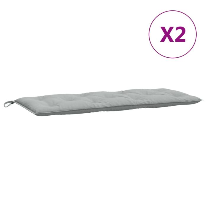 Coussins de banc de jardin lot de 2 gris clair mélangé tissu – Image 2