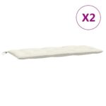 Coussins de banc de jardin lot de 2 crème mélangé tissu – Image 2