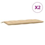 Coussins de banc de jardin lot de 2 beige mélangé tissu – Image 2