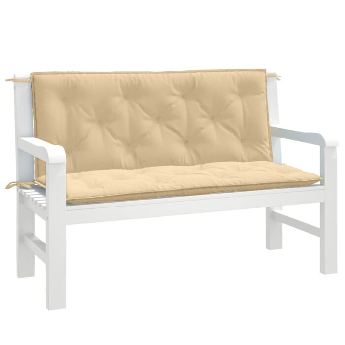 Coussins de banc de jardin lot de 2 beige mélangé tissu – Image 1
