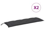 Coussins de banc de jardin lot de 2 anthracite mélangé tissu – Image 2