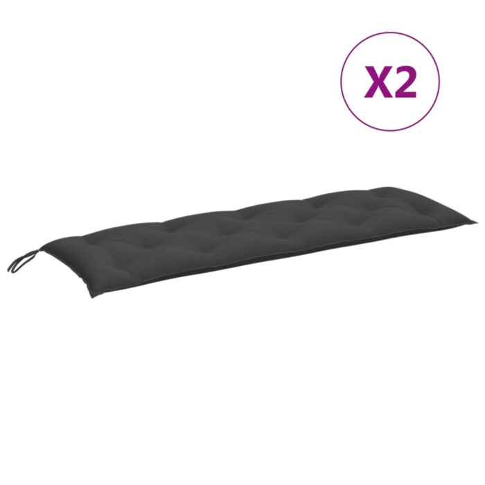 Coussins de banc de jardin lot de 2 anthracite mélangé tissu – Image 2