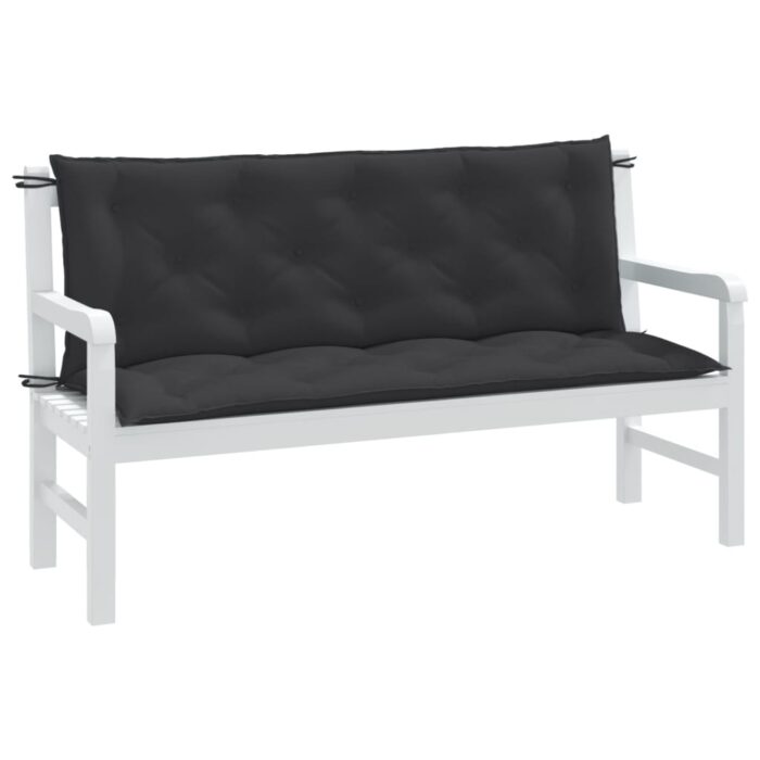Coussins de banc de jardin lot de 2 anthracite mélangé tissu – Image 1