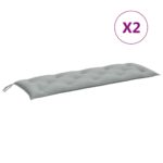 Coussins de banc de jardin lot de 2 gris clair mélangé tissu – Image 2