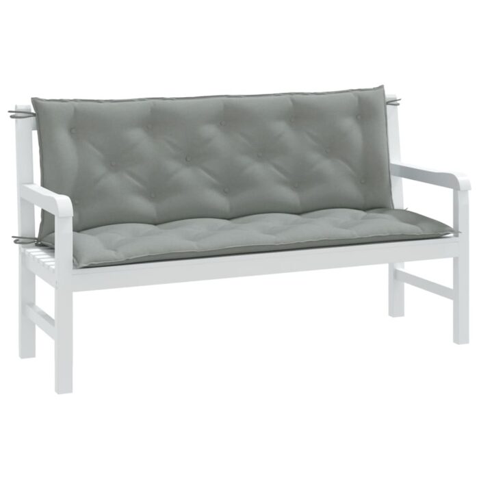Coussins de banc de jardin lot de 2 gris clair mélangé tissu – Image 1