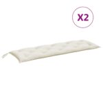 Coussins de banc de jardin lot de 2 crème mélangé tissu – Image 2