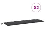 Coussins de banc de jardin lot de 2 anthracite mélangé tissu – Image 2