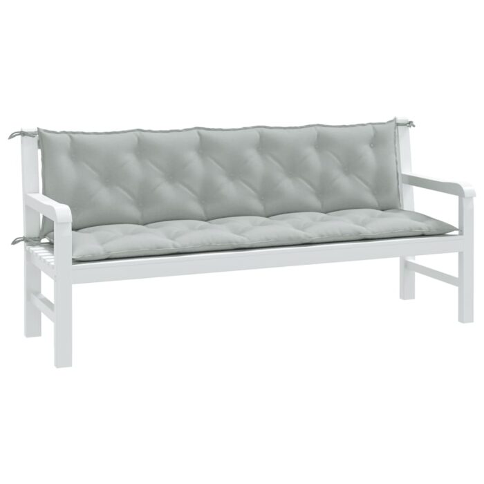 Coussins de banc de jardin lot de 2 gris clair mélangé tissu – Image 1