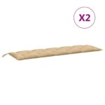 Coussins de banc de jardin lot de 2 beige mélangé tissu – Image 2