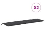Coussins de banc de jardin lot de 2 anthracite mélangé tissu – Image 2