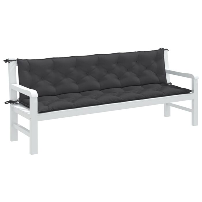 Coussins de banc de jardin lot de 2 anthracite mélangé tissu – Image 1