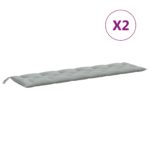Coussins de banc de jardin lot de 2 gris clair mélangé tissu – Image 2