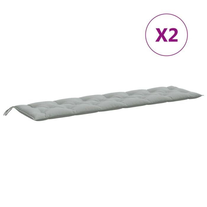 Coussins de banc de jardin lot de 2 gris clair mélangé tissu – Image 2