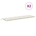 Coussins de banc de jardin lot de 2 crème mélangé tissu – Image 2