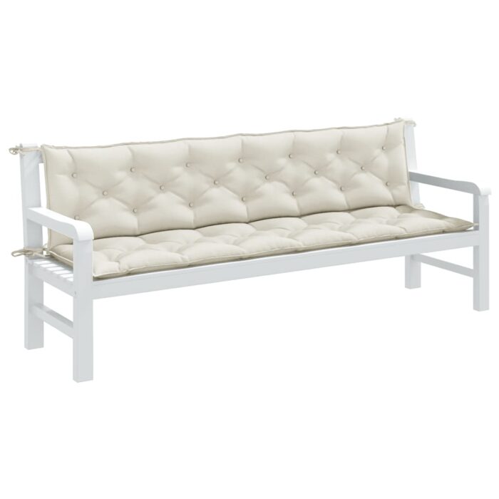 VXL8721012462939_m_en_hd_1.jpg Coussins de banc de jardin lot de 2 crème mélangé tissu – Image 1