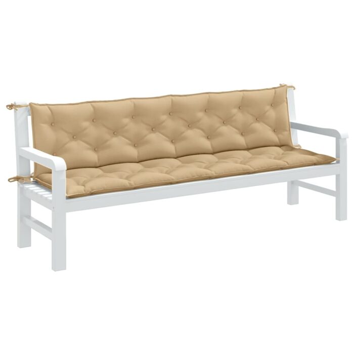 Coussins de banc de jardin lot de 2 beige mélangé tissu – Image 1