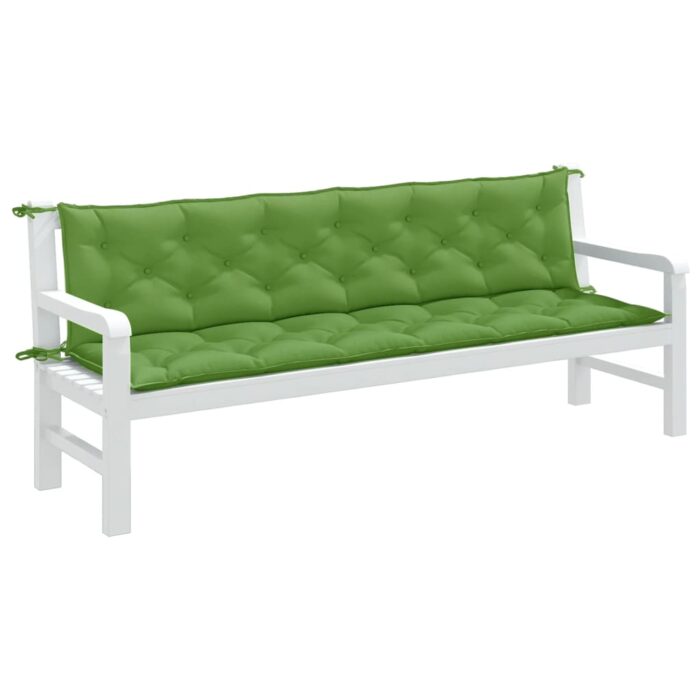Coussins de banc de jardin lot de 2 vert mélangé tissu – Image 1