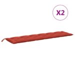 Coussins de banc de jardin lot de 2 rouge mélangé tissu – Image 2