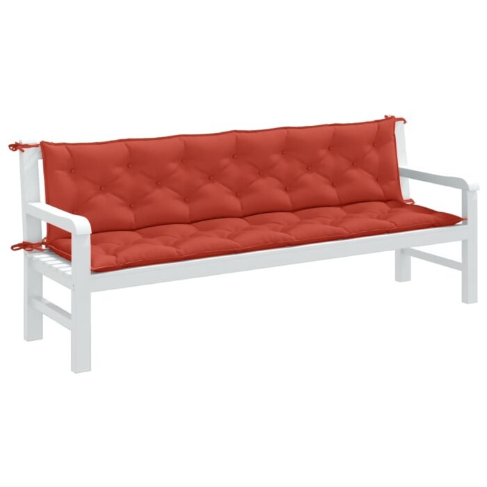 Coussins de banc de jardin lot de 2 rouge mélangé tissu – Image 1