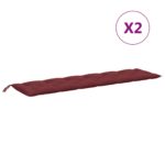 Coussins de banc de jardin lot de 2 rouge bordeaux mélangé – Image 2