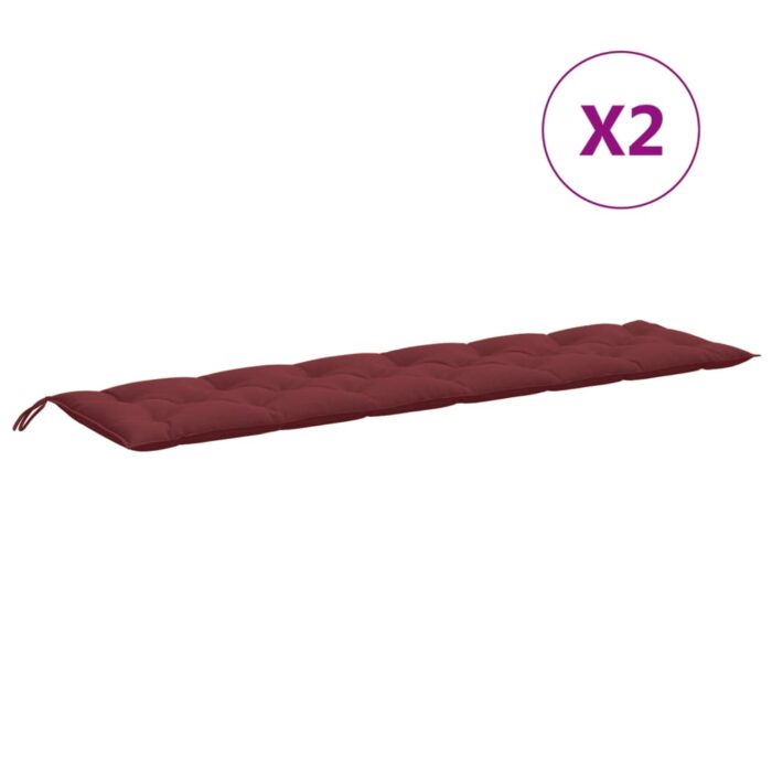 Coussins de banc de jardin lot de 2 rouge bordeaux mélangé – Image 2