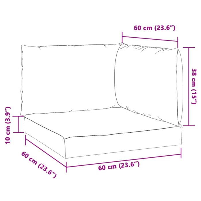 Coussins de palette lot de 3 crème mélangé tissu – Image 8