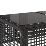 Salon de jardin avec coussins 4 pcs noir résine tressée verre – Image 11