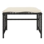 Salon de jardin avec coussins 4 pcs noir résine tressée verre – Image 5