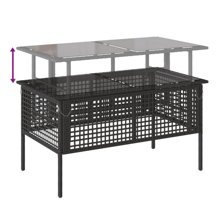 Salon de jardin avec coussins 4 pcs noir résine tressée verre – Image 8