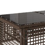 Salon de jardin avec coussins 4 pcs marron résine tressée verre – Image 11