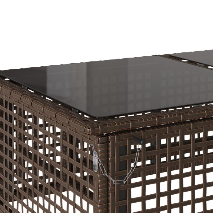 Salon de jardin avec coussins 4 pcs marron résine tressée verre – Image 11