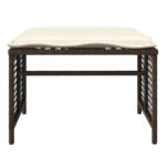 Salon de jardin avec coussins 4 pcs marron résine tressée verre – Image 5