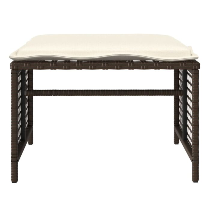 Salon de jardin avec coussins 4 pcs marron résine tressée verre – Image 5