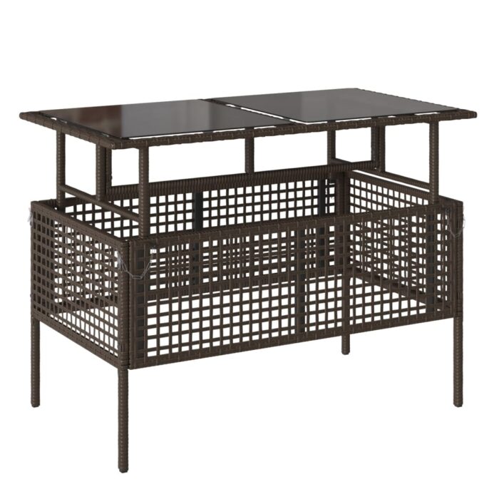 Salon de jardin avec coussins 4 pcs marron résine tressée verre – Image 6