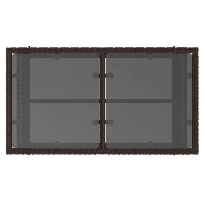 Salon de jardin avec coussins 4 pcs marron résine tressée verre – Image 7