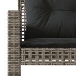 Salon de jardin avec coussins 4 pcs gris résine tressée verre – Image 10