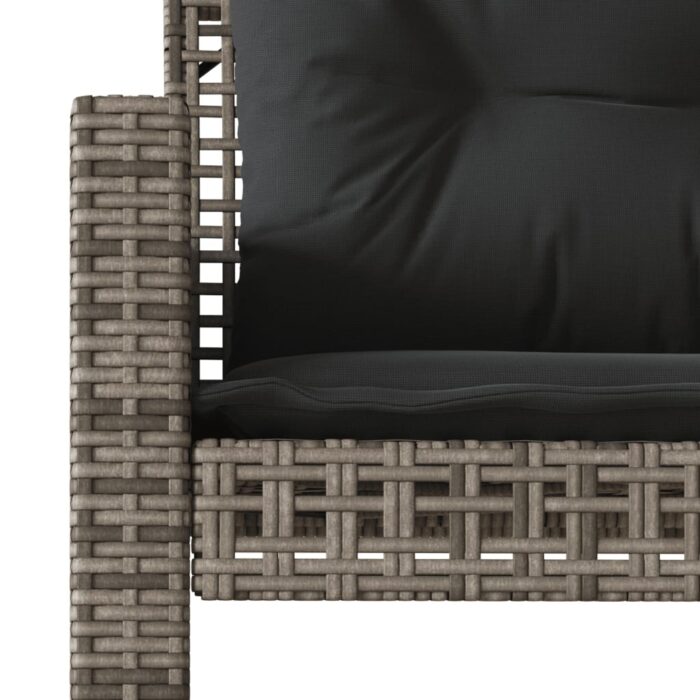 Salon de jardin avec coussins 4 pcs gris résine tressée verre – Image 10
