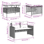 Salon de jardin avec coussins 4 pcs gris résine tressée verre – Image 12