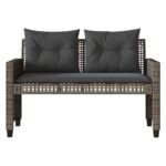 Salon de jardin avec coussins 4 pcs gris résine tressée verre – Image 3