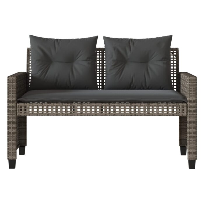 Salon de jardin avec coussins 4 pcs gris résine tressée verre – Image 3