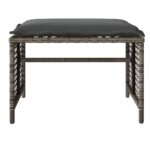 Salon de jardin avec coussins 4 pcs gris résine tressée verre – Image 5