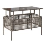 Salon de jardin avec coussins 4 pcs gris résine tressée verre – Image 6