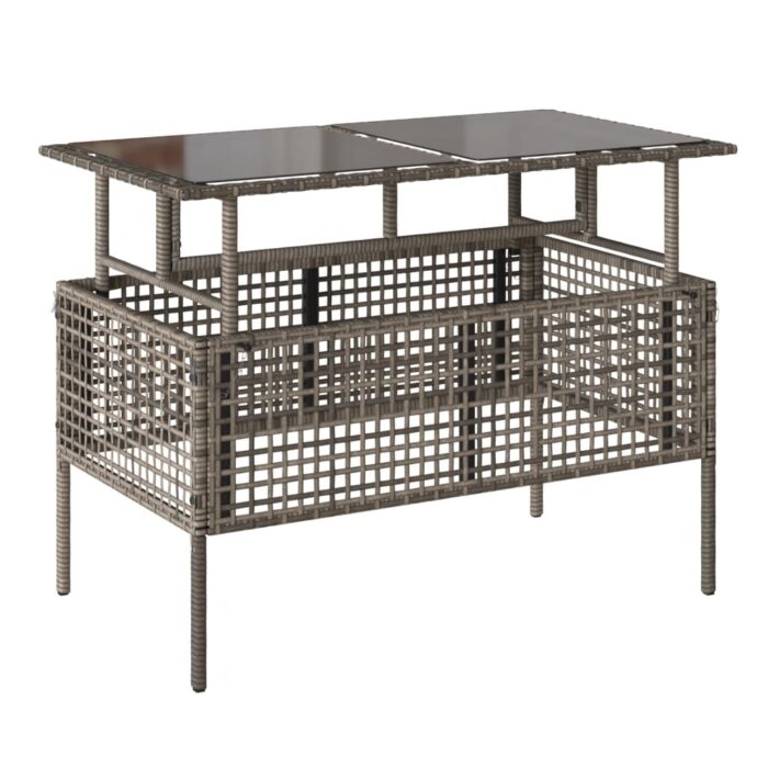 Salon de jardin avec coussins 4 pcs gris résine tressée verre – Image 6