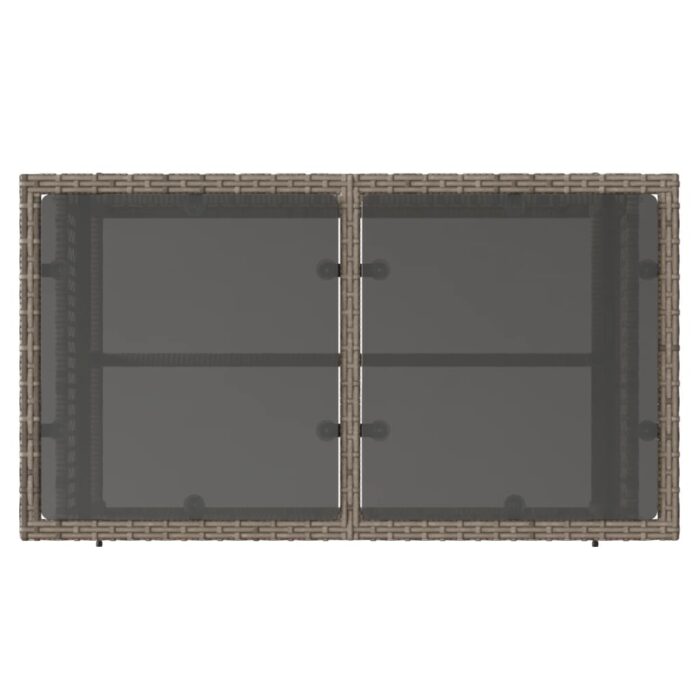 Salon de jardin avec coussins 4 pcs gris résine tressée verre – Image 7