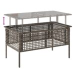Salon de jardin avec coussins 4 pcs gris résine tressée verre – Image 8