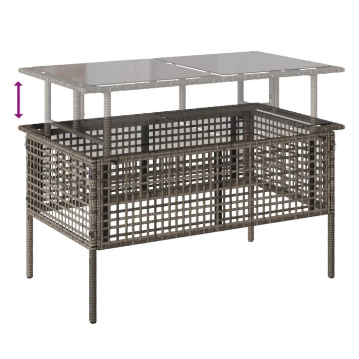 Salon de jardin avec coussins 4 pcs gris résine tressée verre – Image 8