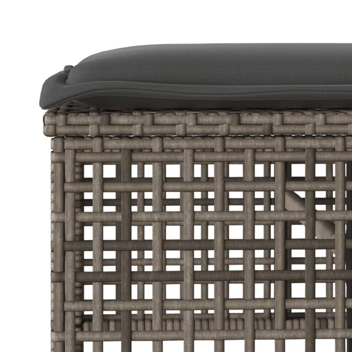 Salon de jardin avec coussins 4 pcs gris résine tressée verre – Image 9
