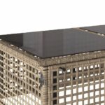 Salon de jardin avec coussins 4 pcs beige résine tressée verre – Image 11