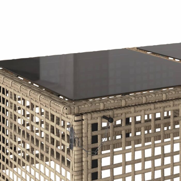 Salon de jardin avec coussins 4 pcs beige résine tressée verre – Image 11